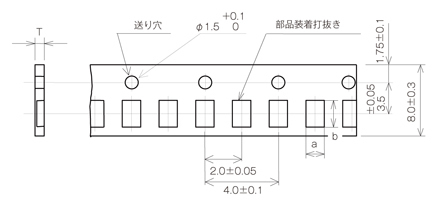 テープ寸法図(紙テープ 2mm ピッチ) テープ寸法図(紙テープ 2mm ピッチ)