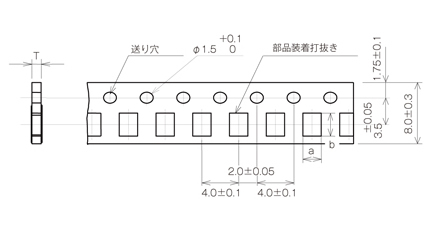 テープ寸法図(紙テープ 4mm ピッチ) テープ寸法図(紙テープ 4mm ピッチ)
